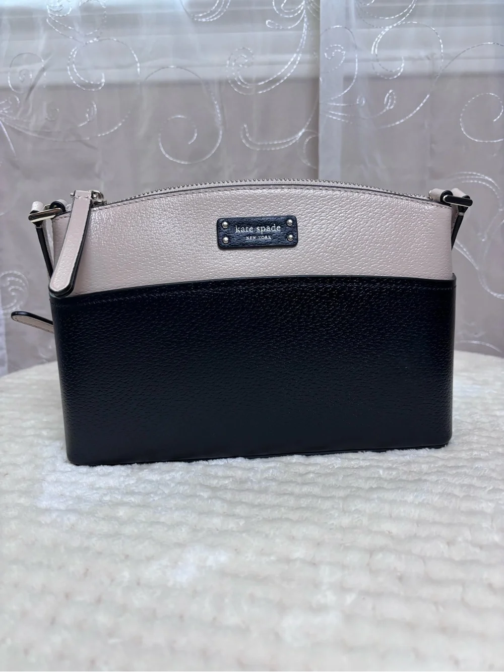 kate spade Two-Tone Black and Beige Pebble Leather Crossbody